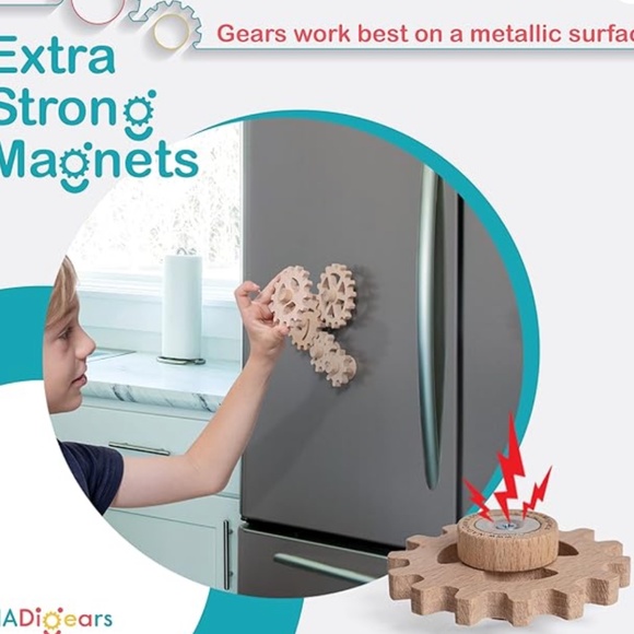 Educational Wooden Gear Magnet Set - Picture 3 of 3